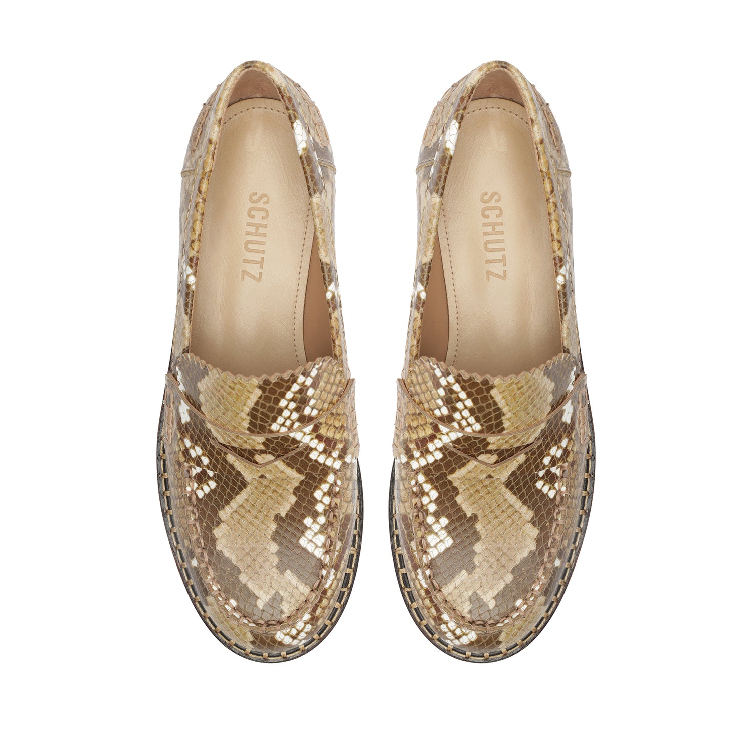 Christie Snake-Embossed Leather Flat Flats OLD    - Schutz Shoes
