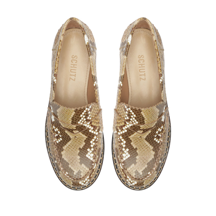 Christie Snake-Embossed Leather Flat Flats Open Stock    - Schutz Shoes