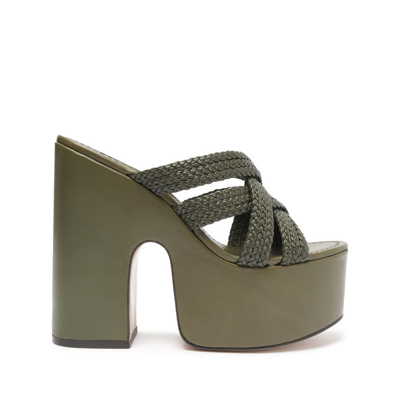 Aneka Sandal Sandals Pre Fall 23 5 Military Green Faux Leather - Schutz Shoes
