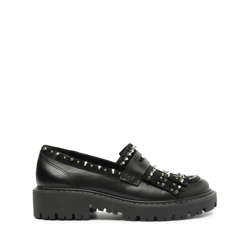 Christie Fringes Leather Flat Flats Pre Fall 23 5 Black Atanado & Suede Leather - Schutz Shoes