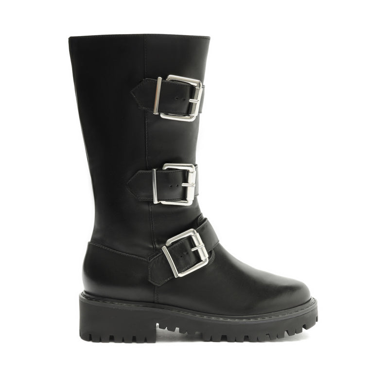 Georgina High Leather Bootie Booties Fall 23 5 Black Atanado Leather - Schutz Shoes