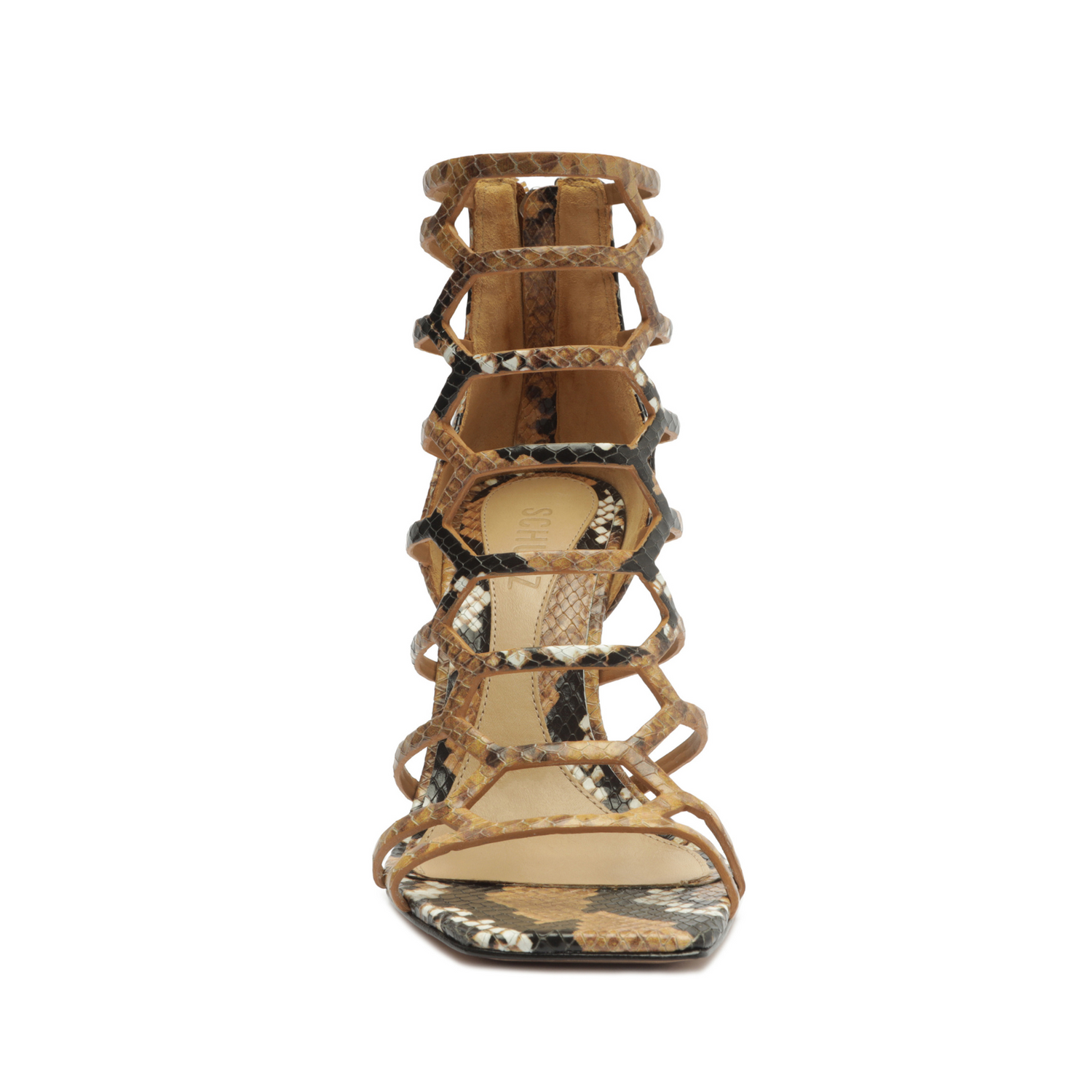 Julianna Snake-Embossed Leather Sandal Sandals OLD    - Schutz Shoes