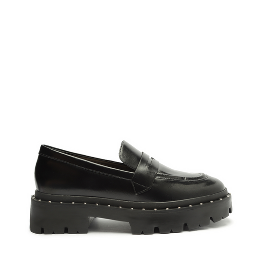 Christie Studs Leather Flat Flats FALL 23 5 Black Leather - Schutz Shoes