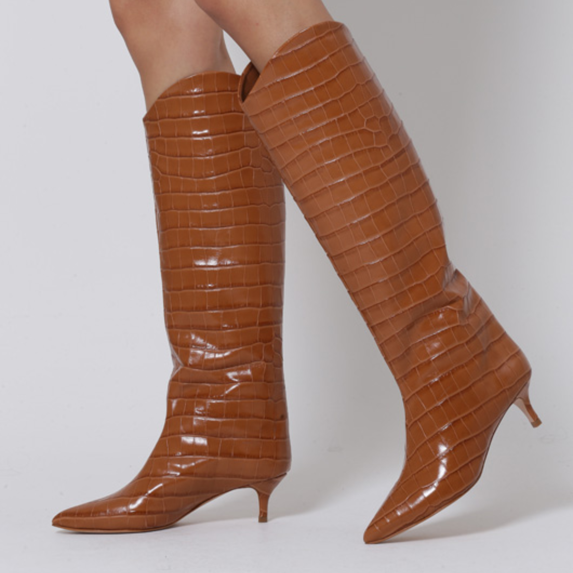 Maryana Lo Crocodile-Embossed Leather Boot – SCHUTZ