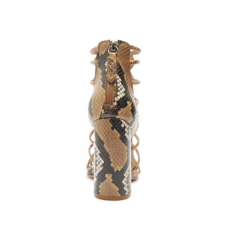 Julianna Block Snake-Embossed Leather Sandal