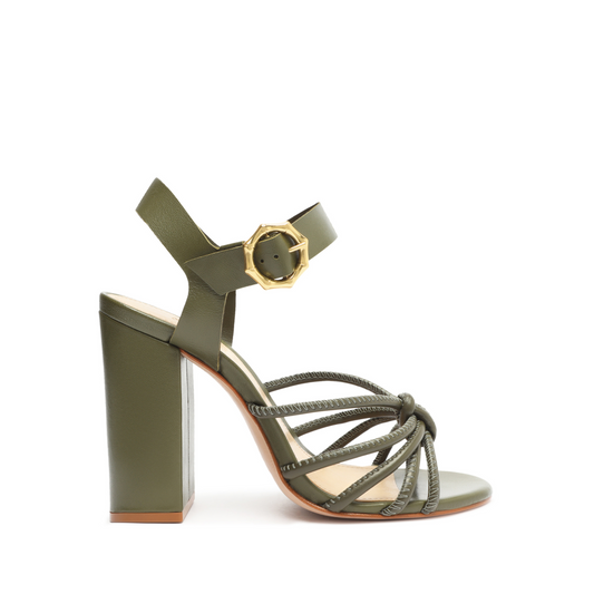 Mahi Block Leather Sandal Sandals Pre Fall 23 5 Military Green Leather - Schutz Shoes