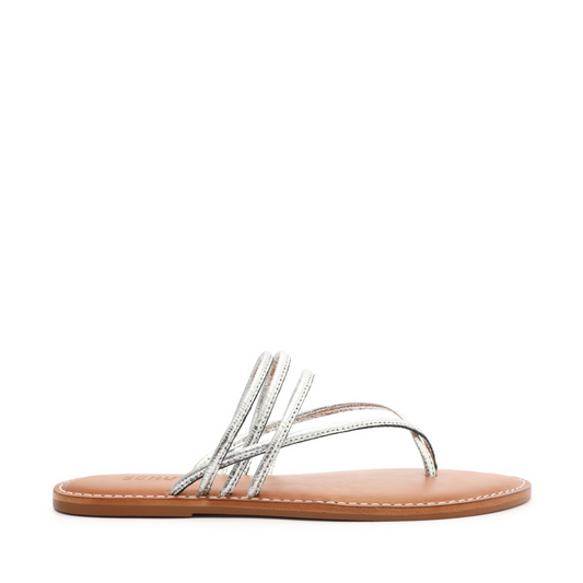 Mirielle Mettalic Leather Sandal Flats Spring 23 5 Silver Mettalic Leather - Schutz Shoes