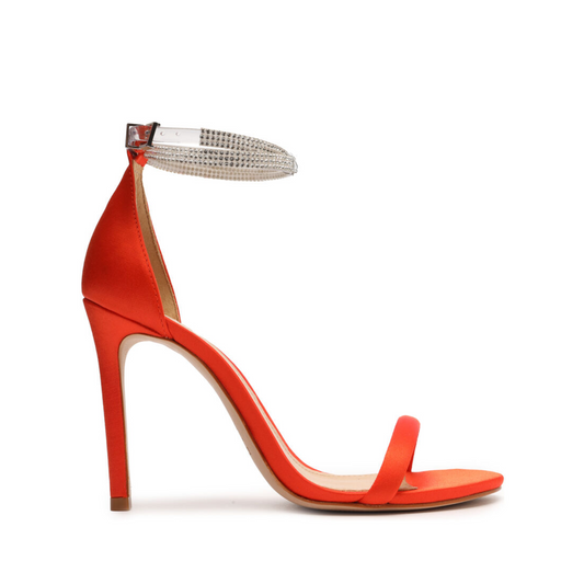 Leanna Satin Sandal Winter 22 5 Orange Satin - Schutz Shoes