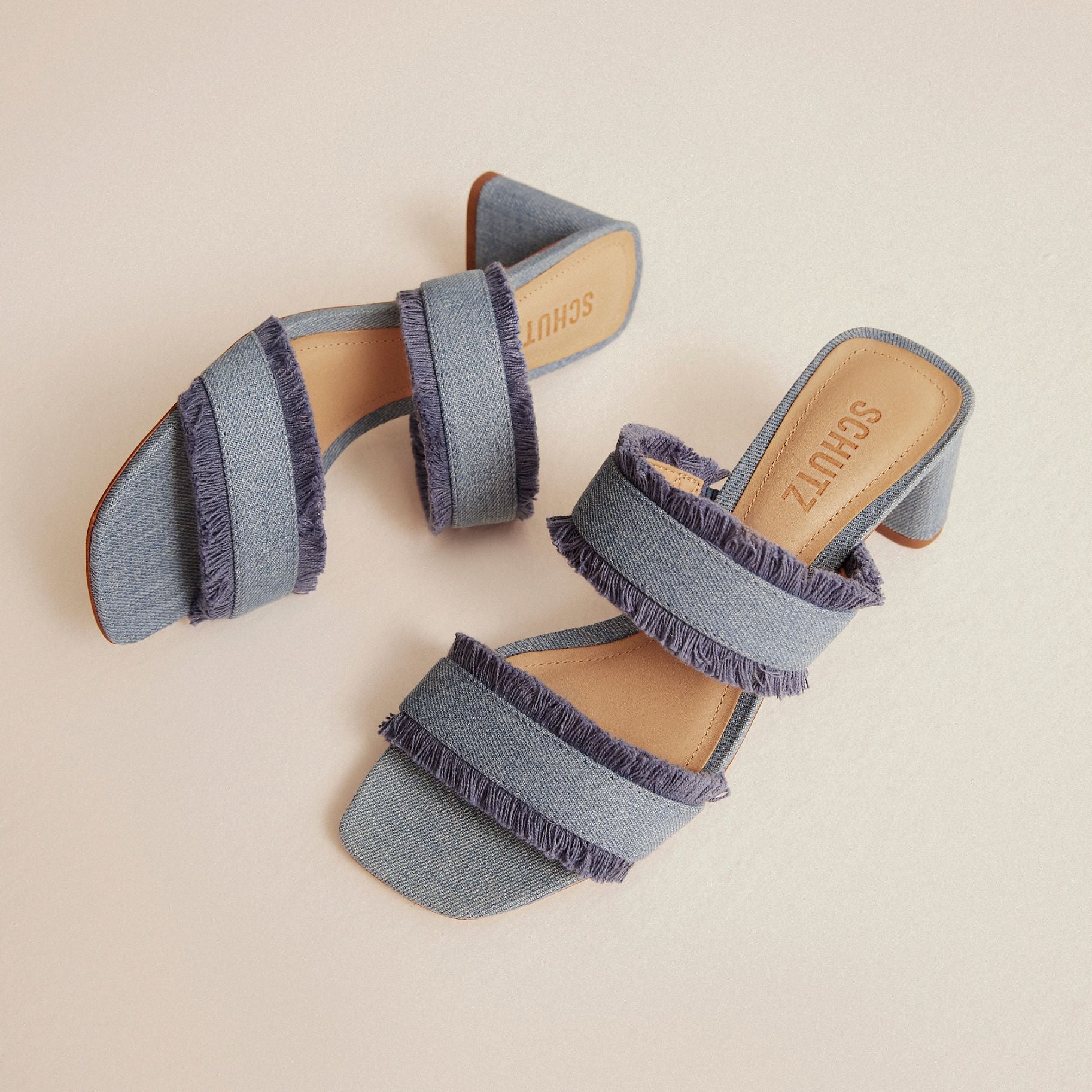 Amely Mid Block Denim Sandal – SCHUTZ - Main Image