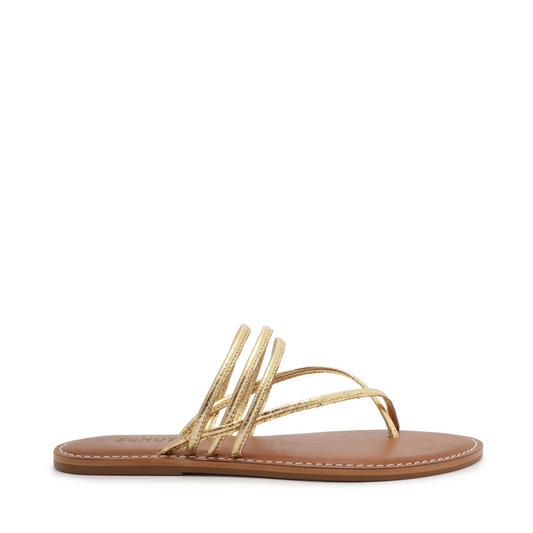 Mirielle Leather Sandal Flats Spring 23 5 Gold Mettalic Leather - Schutz Shoes