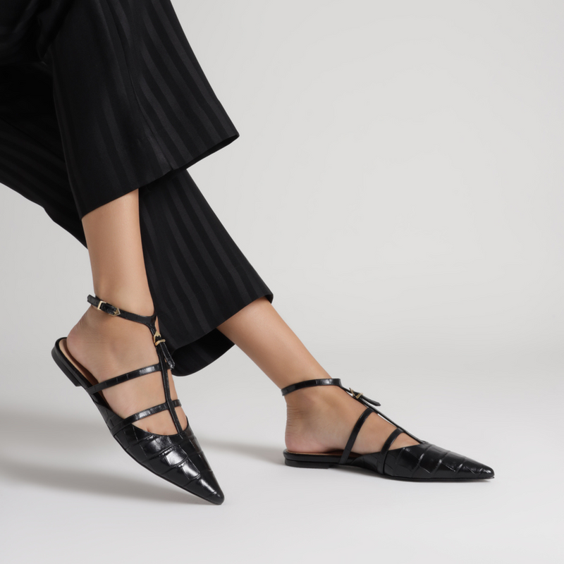 Hayden Ballet Crocodile-Embossed Leather Flat Flats SPRING 24    - Schutz Shoes