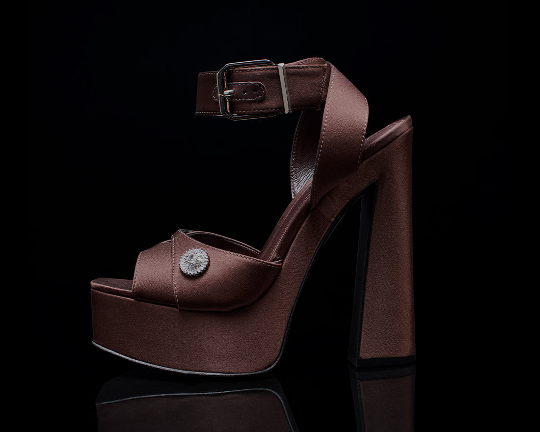 brown platform block heel sandal