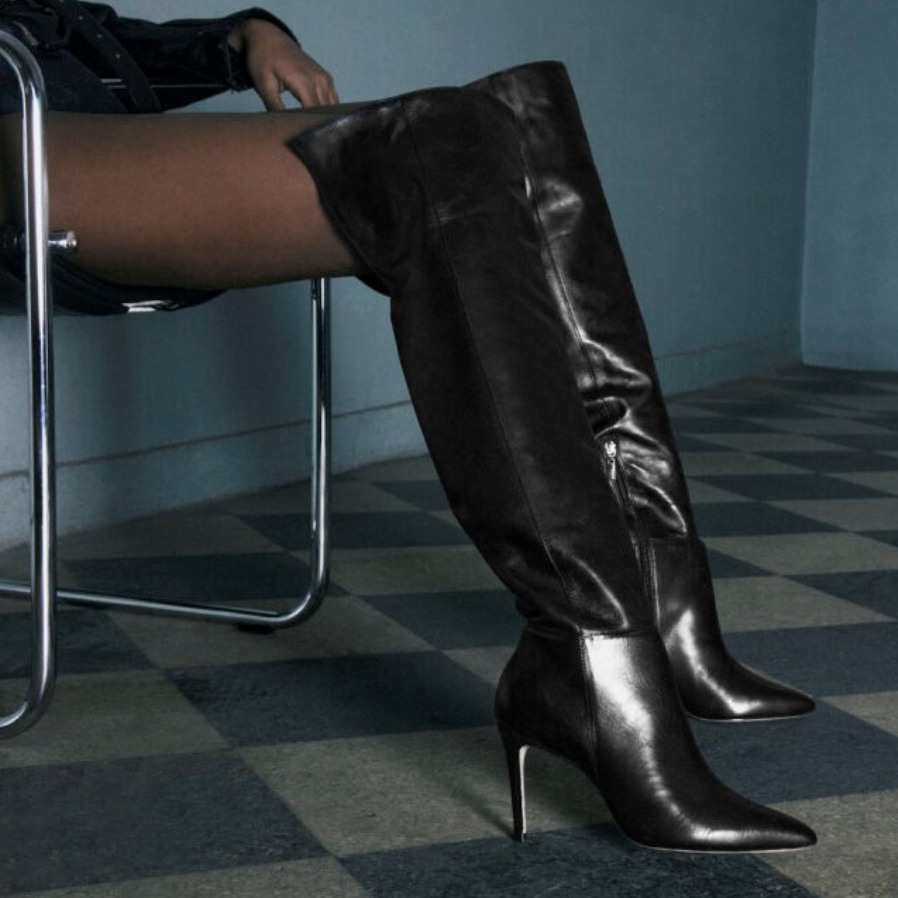 Leather over the knee heeled fashion boots