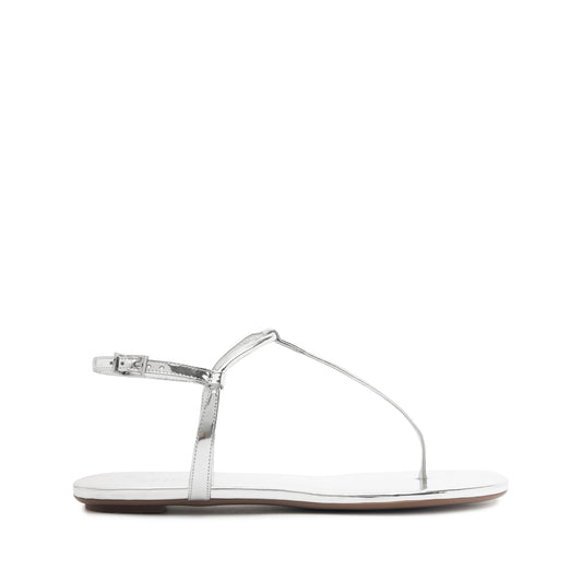 Elsha Flat Sandal Flats SUMMER 24 5 Silver Metallic Leather - Schutz Shoes