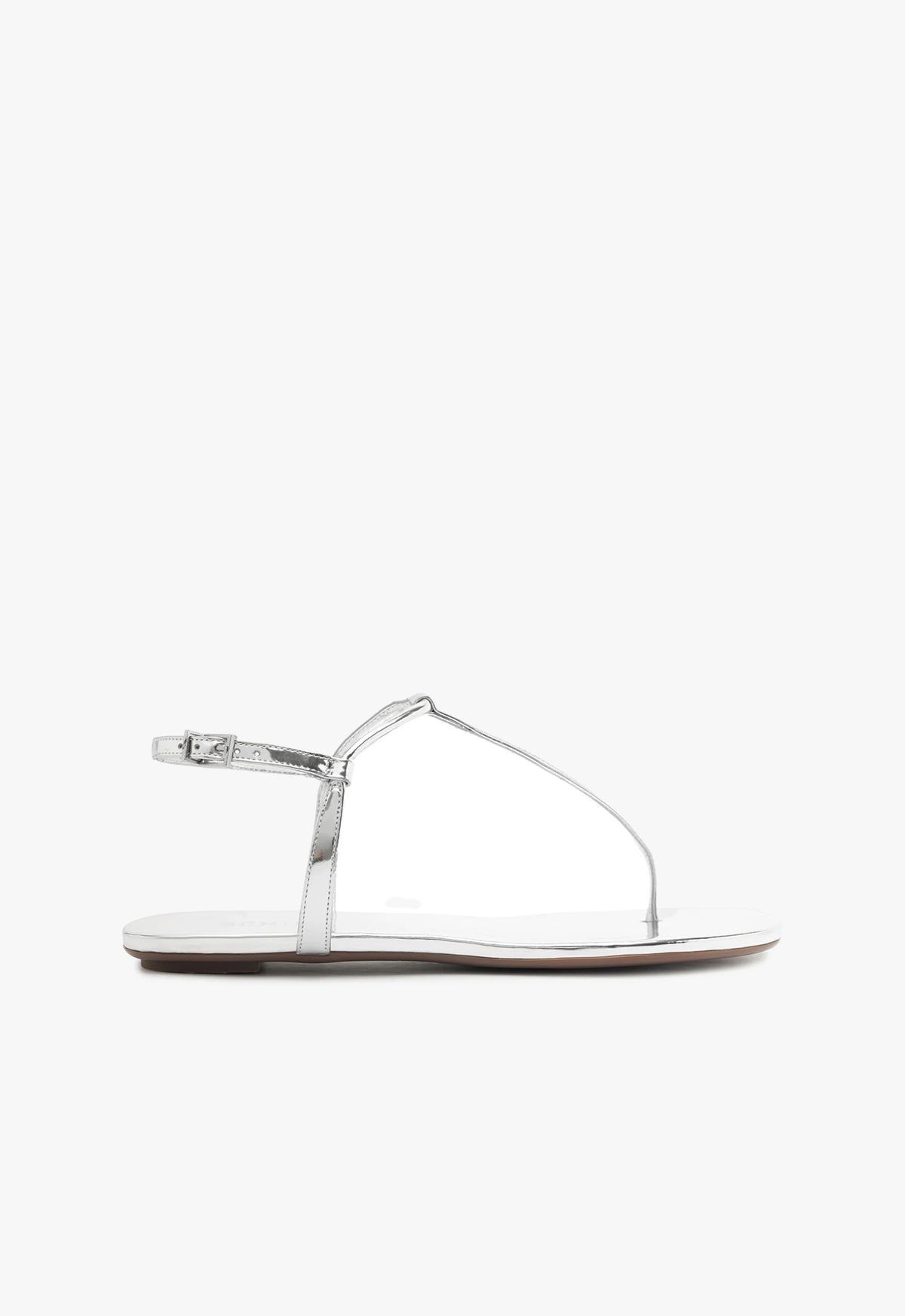 Elsha Flat Sandal Flats SUMMER 24 5 Silver Metallic Leather - Schutz Shoes