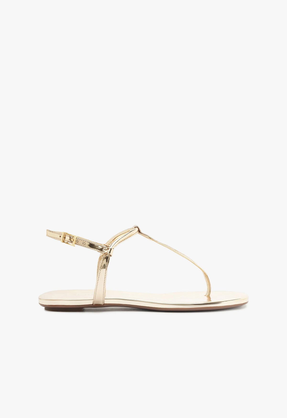 Elsha Flat Sandal SUMMER 24 5 Gold Metallic Leather - Schutz Shoes