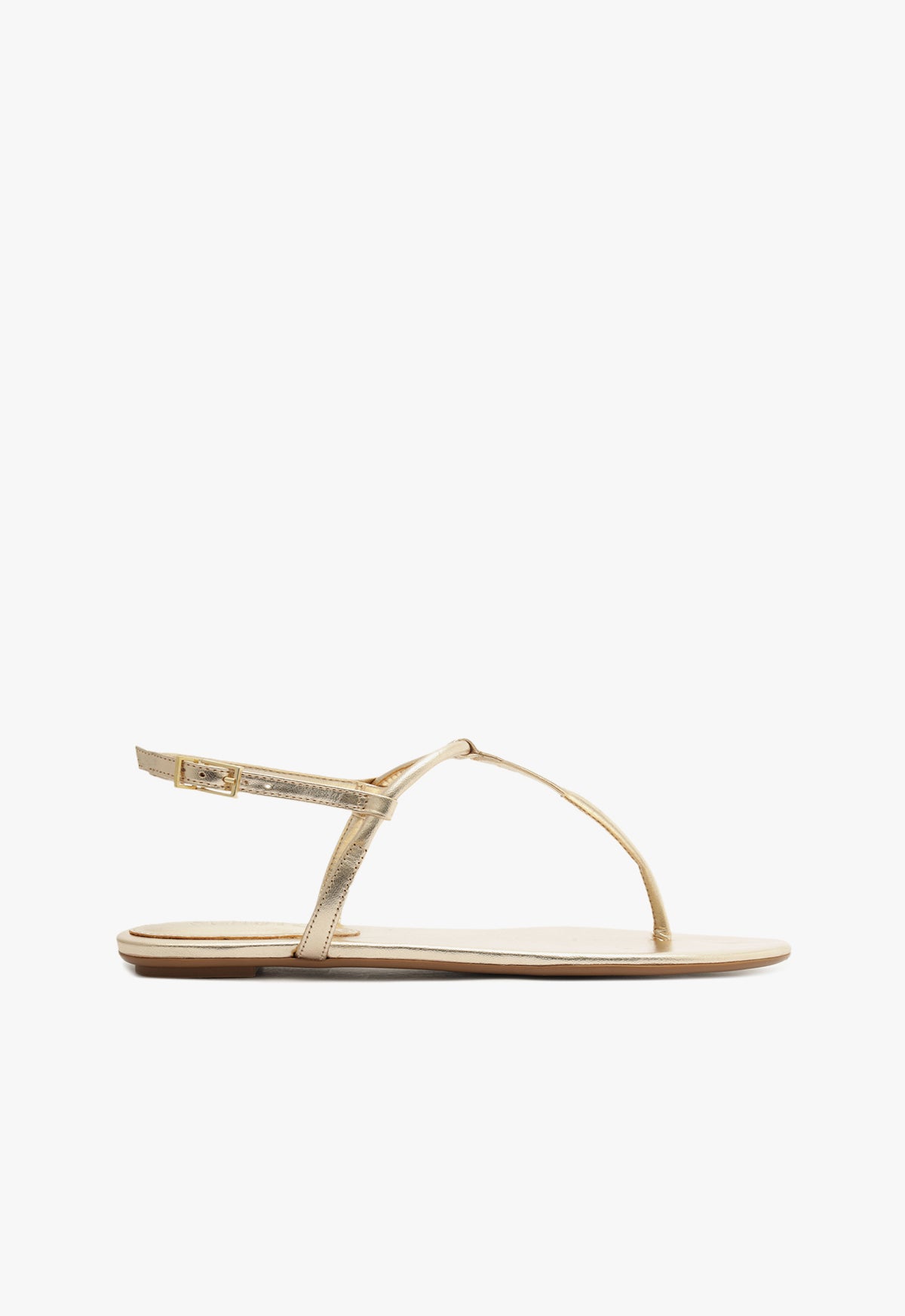 Elsha Metallic Leather Sandal Flats Spring 25 5 Gold Metallic - Schutz Shoes