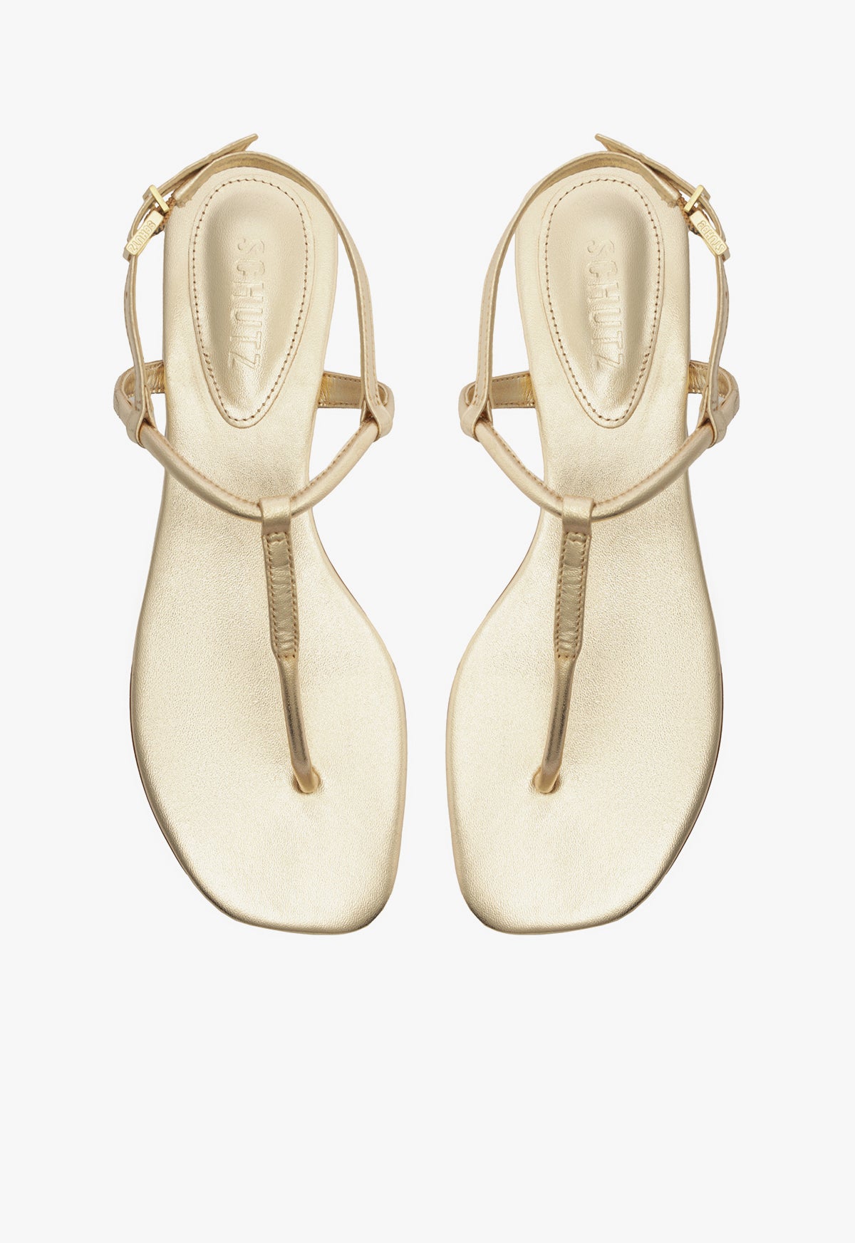 Elsha Metallic Leather Sandal Flats Spring 25 - Schutz Shoes