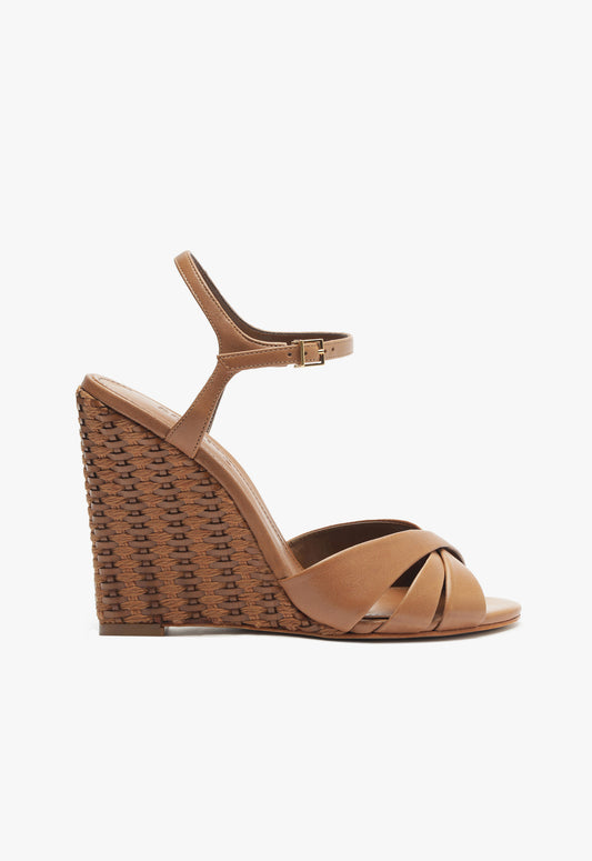 Keefa Wedge Sandal Resort 25 5 Brown Leather - Schutz Shoes