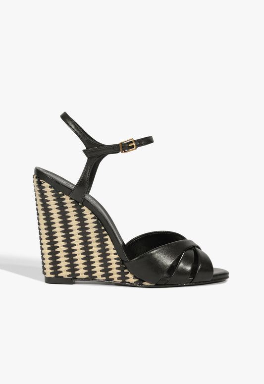 Keefa Wedge Sandal Sandals Resort 25 5 Black Leather - Schutz Shoes