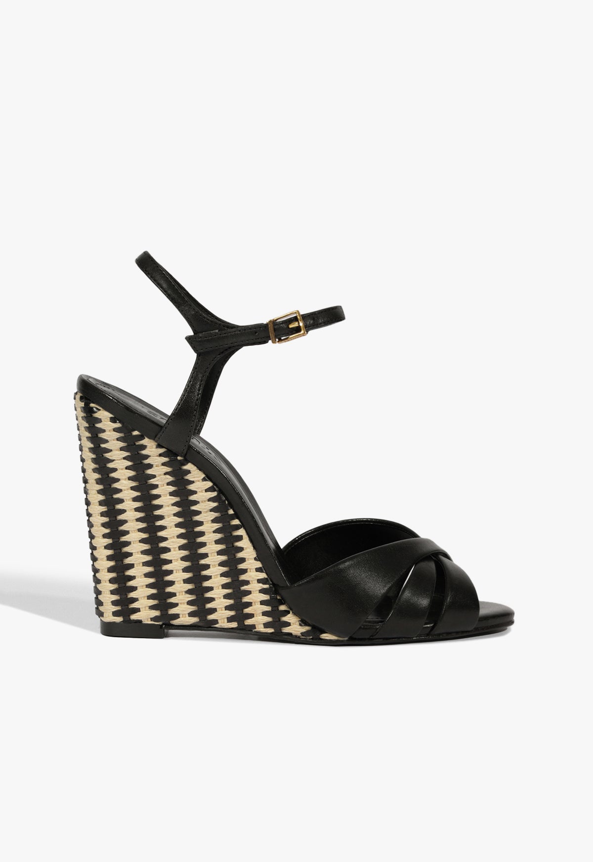 Keefa Wedge Sandal Resort 25 5 Black Leather - Schutz Shoes