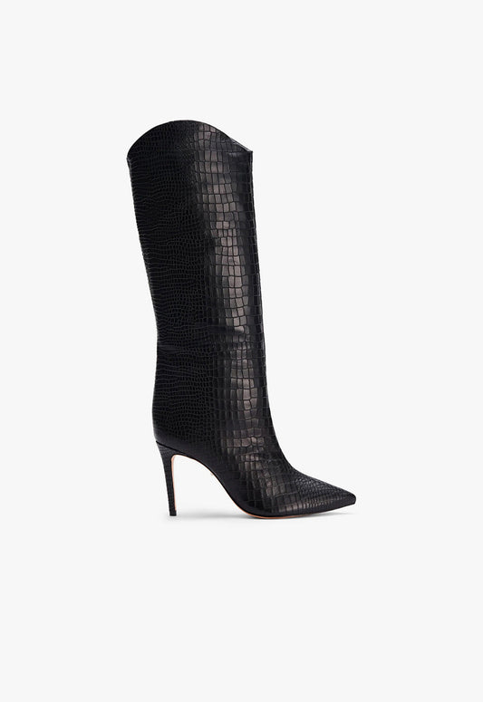 Maryana Boot ESSENTIAL 5 Black Crocodile Embossed Leather - Schutz Shoes