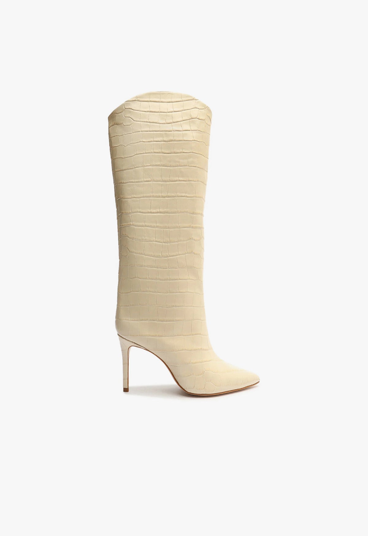 Maryana Crocodile-Embossed Leather Boot ESSENTIAL 5 Eggshell Crocodile Effect Leather - Schutz Shoes