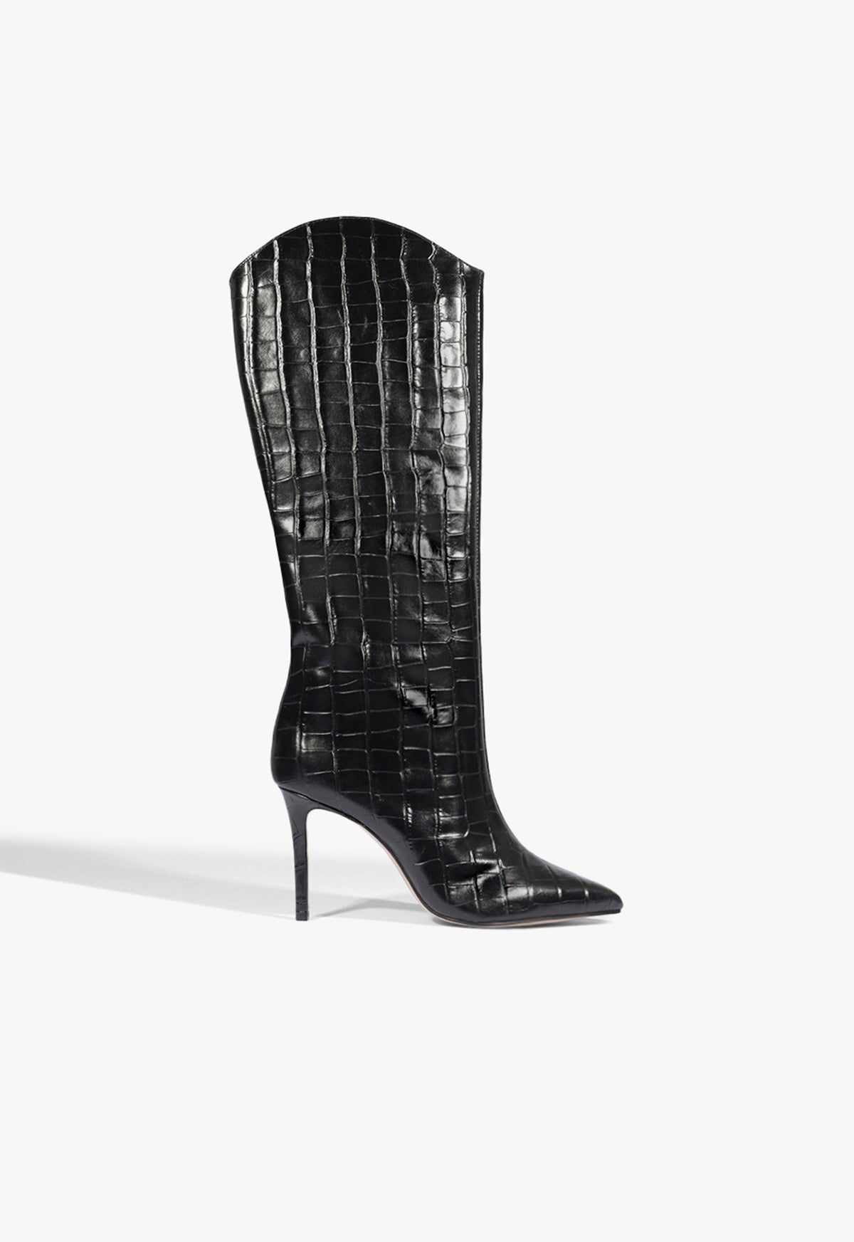 Maryana Crocodile-Embossed Leather Boot OLD 5 Black Crocodile-Embossed Leather - Schutz Shoes