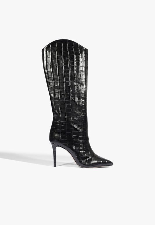 Maryana Crocodile-Embossed Leather Boot OLD 5 Black Crocodile-Embossed Leather - Schutz Shoes
