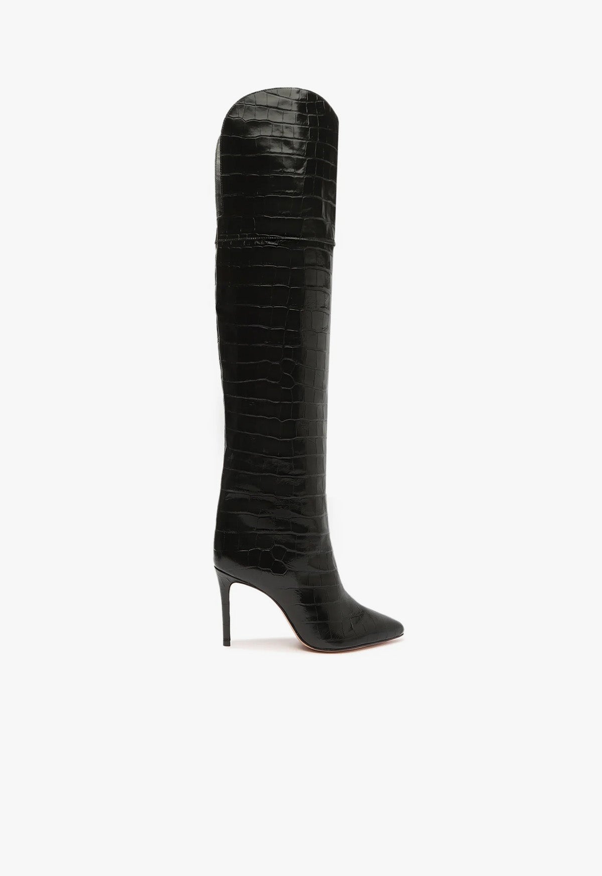 Maryana Over the Knee Leather Boot Boots FALL 23 5 Black Crocodile-Embossed Leather - Schutz Shoes