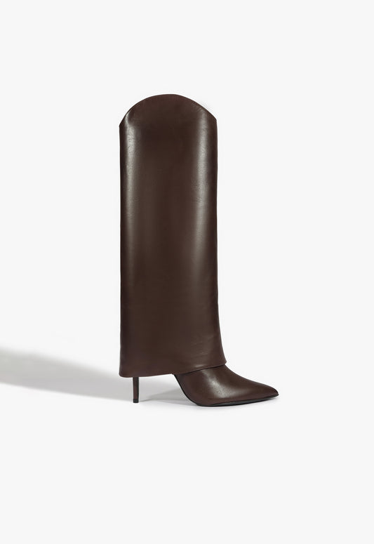 Maryana Cloak Leather Boot Winter 24 5 Brown Leather - Schutz Shoes