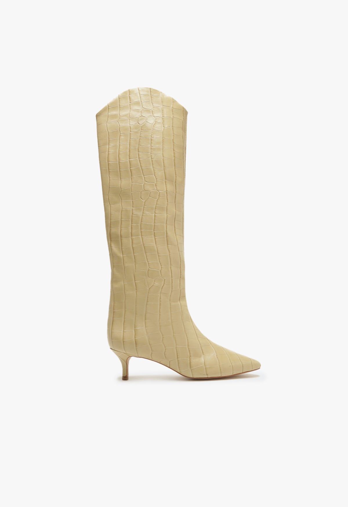 Maryana Lo Crocodile-Embossed Leather Boot CO 5 Almond Buff Crocodile Embossed Leather - Schutz Shoes