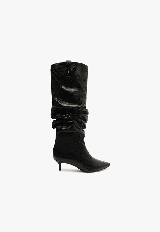 Maryana Lo Slouch Boot WINTER 23 5 Black Snake Cortona - Schutz Shoes