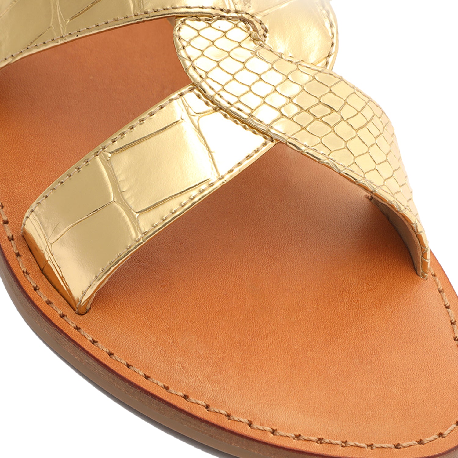 Rita Metallic Leather Sandal Gold