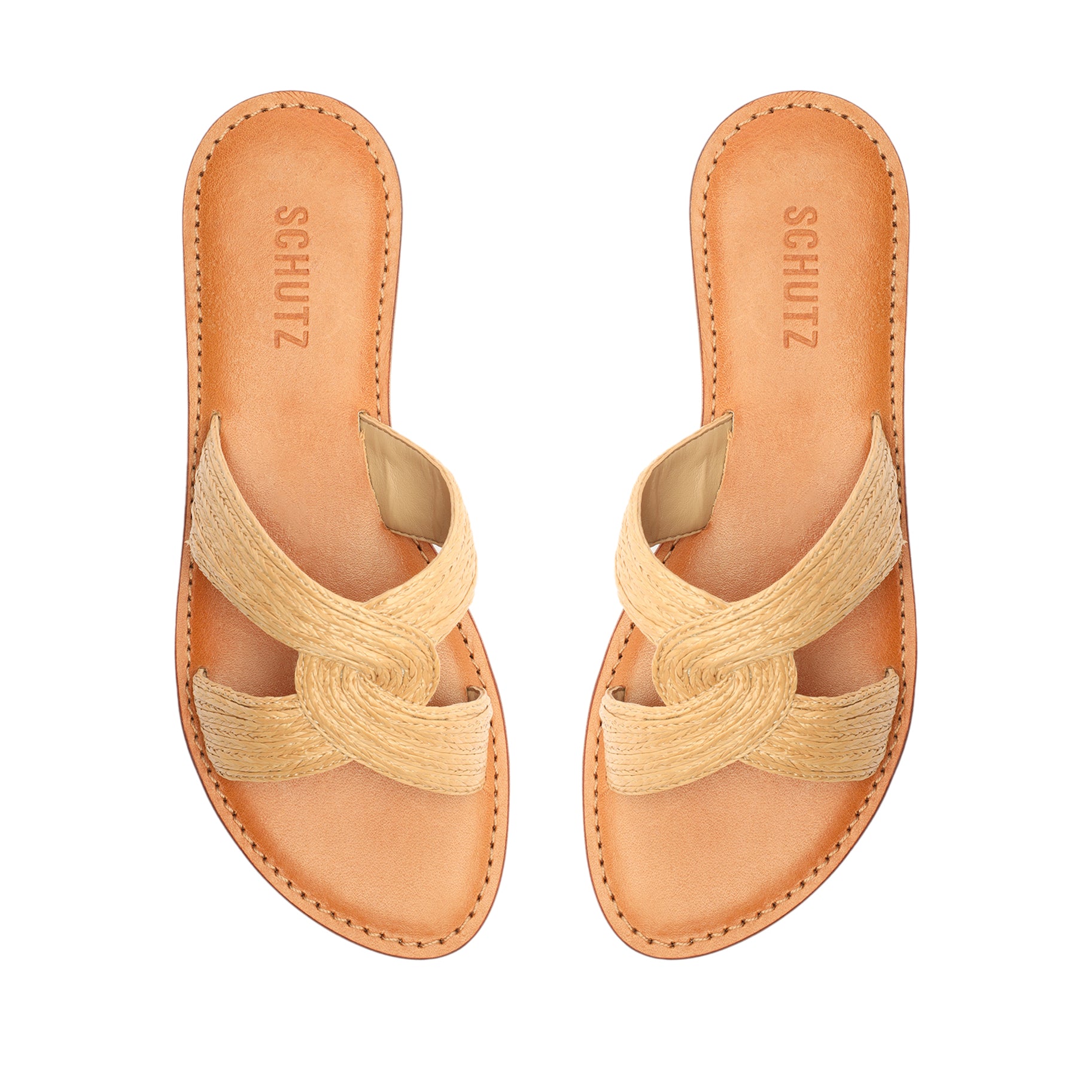 Rita Natural Raffia Sandal Flats OLD    - Schutz Shoes