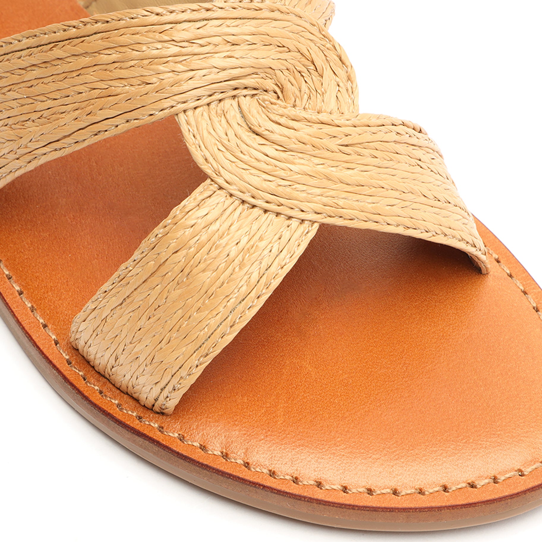 Rita Natural Raffia Sandal Flats OLD    - Schutz Shoes