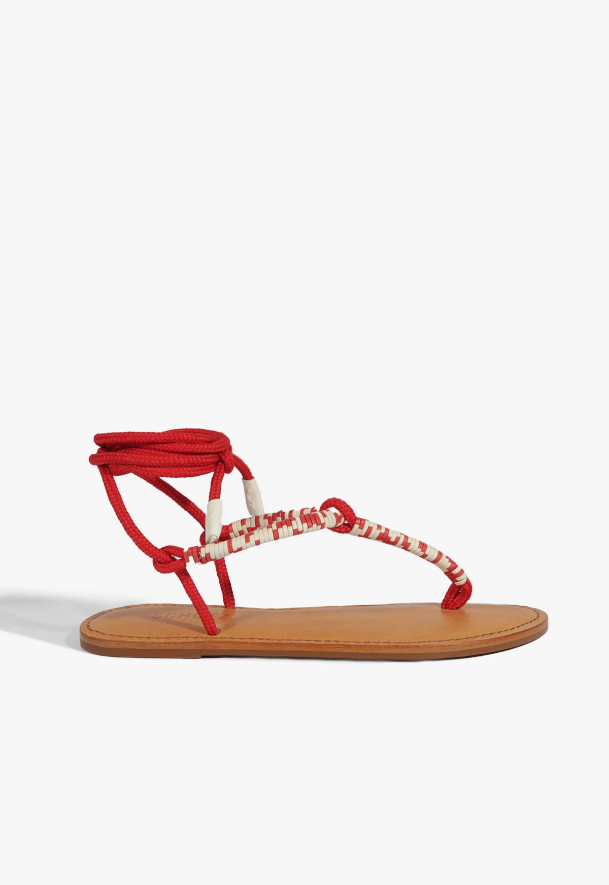 Claire Leather Sandal Flats Spring 25 5 Red Synthetic - Schutz Shoes