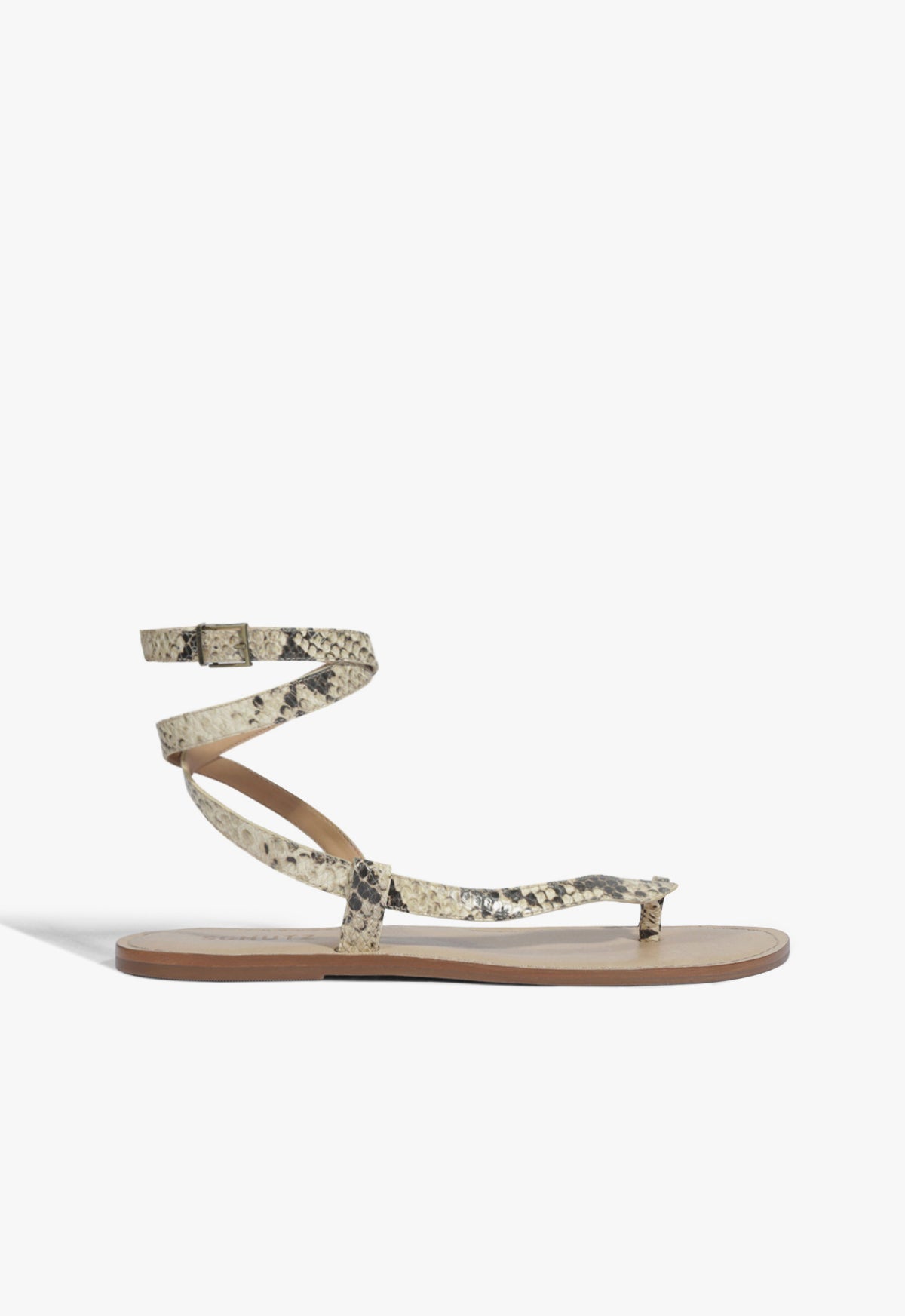 Cleo Snake Sandal 5 Beige Leather - Schutz Shoes
