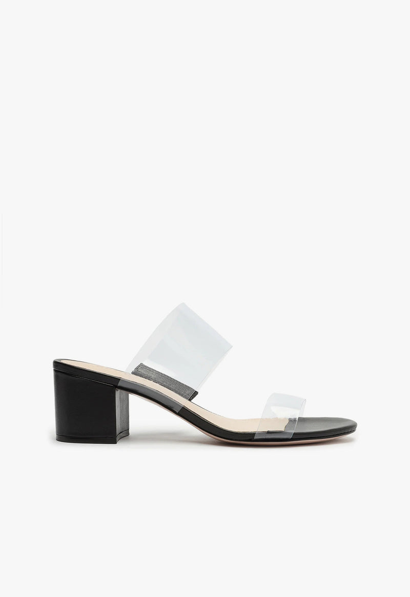 Victorie Vinyl & Leather Sandal Sandals CO 5 Black Leather & Vinyl - Schutz Shoes