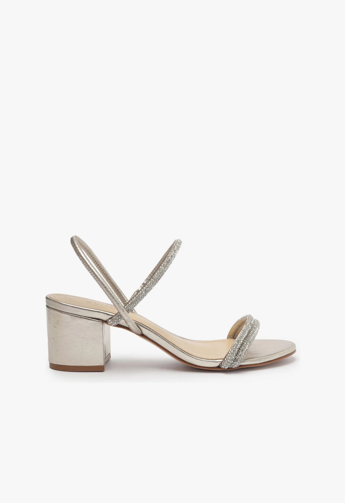 Whiteley Block Metallic Leather Sandal Sandals PRE FALL 23 5 Crystal Gold Metallic Nappa Leather - Schutz Shoes