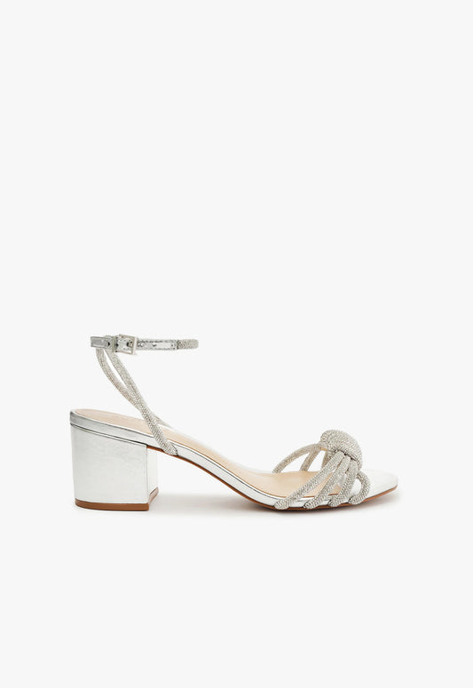 Jewell Mid Block Nappa Leather Sandal Sandals FALL 23 5 Silver Nappa Leather - Schutz Shoes