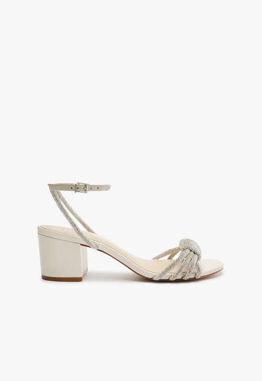 Jewell Mid Block Leather Sandal FALL 23 5 Crystal Nappa Leather - Schutz Shoes