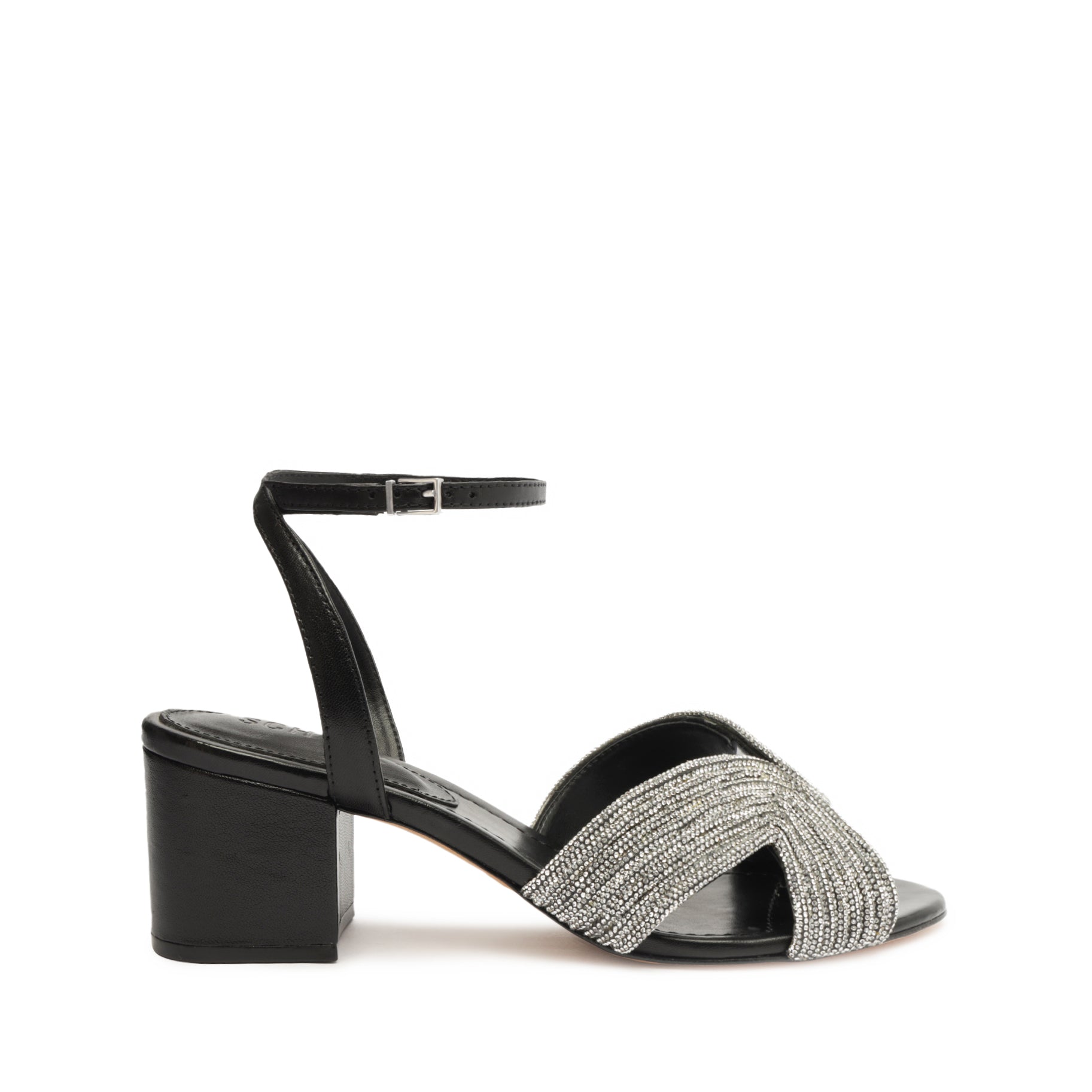 Hattie Mid Block Leather Sandal RESORT 24 5 Black Nappa Leather - Schutz Shoes