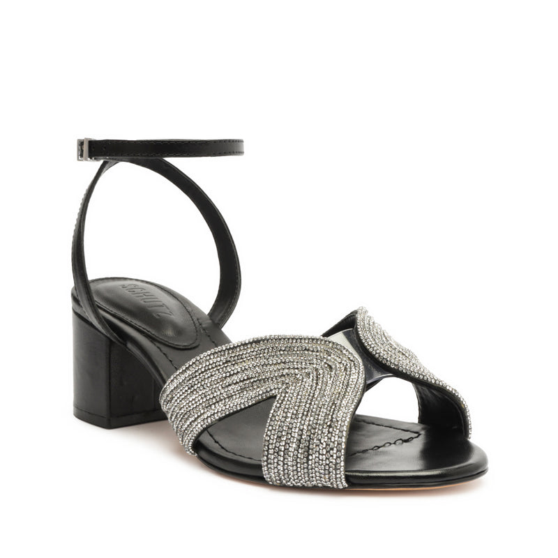 Hattie Mid Block Leather Sandal Sandals Resort 24    - Schutz Shoes