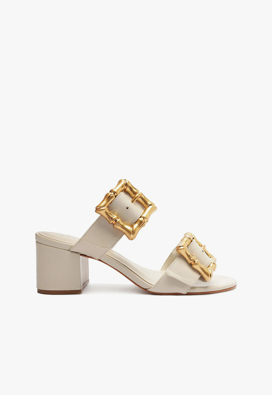 Enola Mid Block Sandal SPRING 24 5 Pearl Atanado Leather - Schutz Shoes