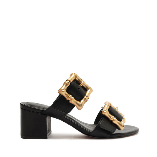 Enola Mid Block Leather Sandal Sandals SPRING 24 5 Black Atanado Leather - Schutz Shoes