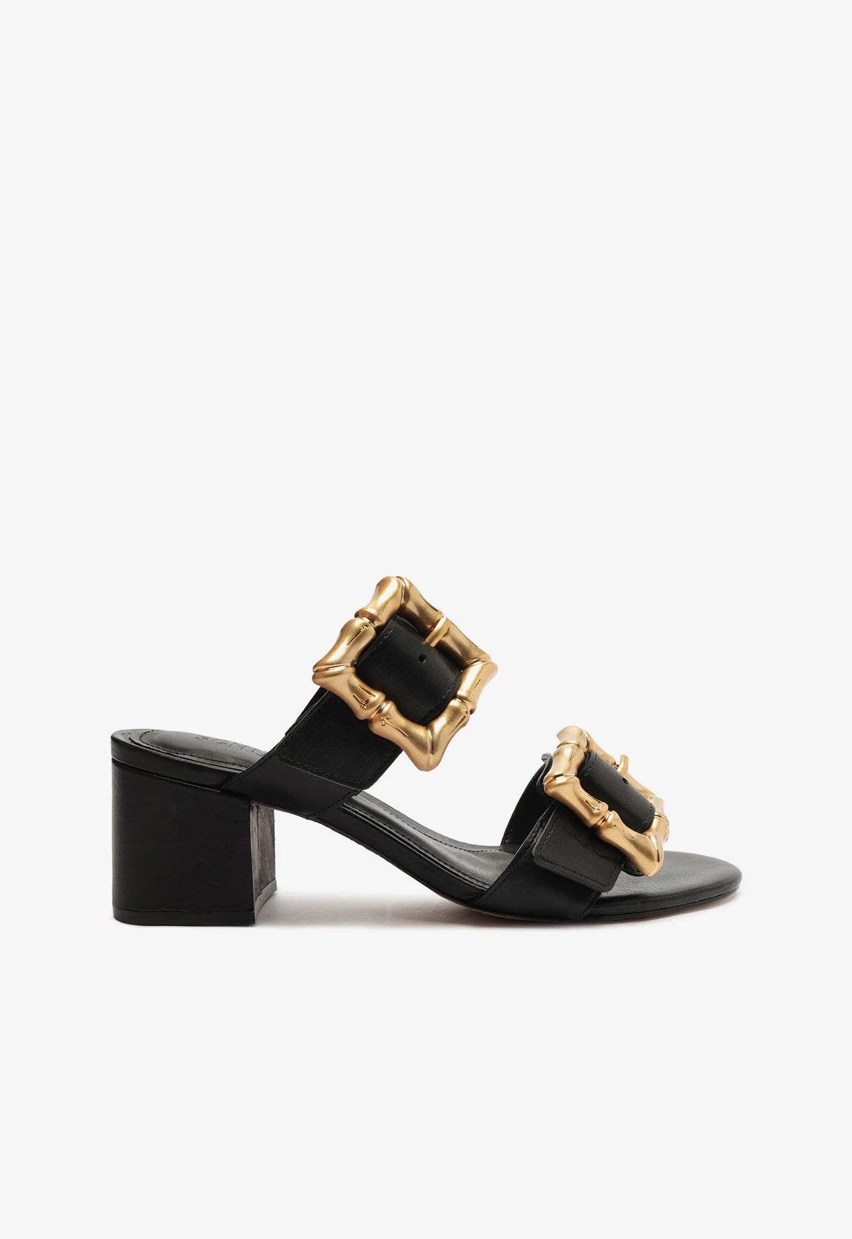 Enola Mid Block Leather Sandal Sandals SPRING 24 5 Black Atanado Leather - Schutz Shoes