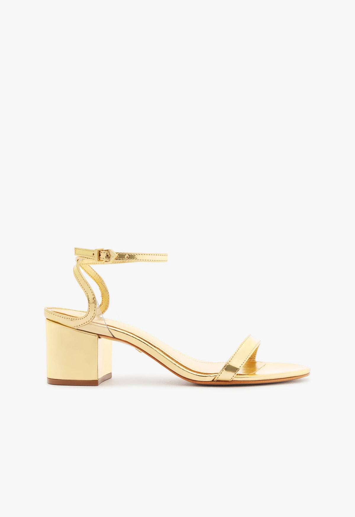 Skye Mid Block Specchio Leather Sandal Sandals High Summer 24 5 Gold Vynil - Schutz Shoes