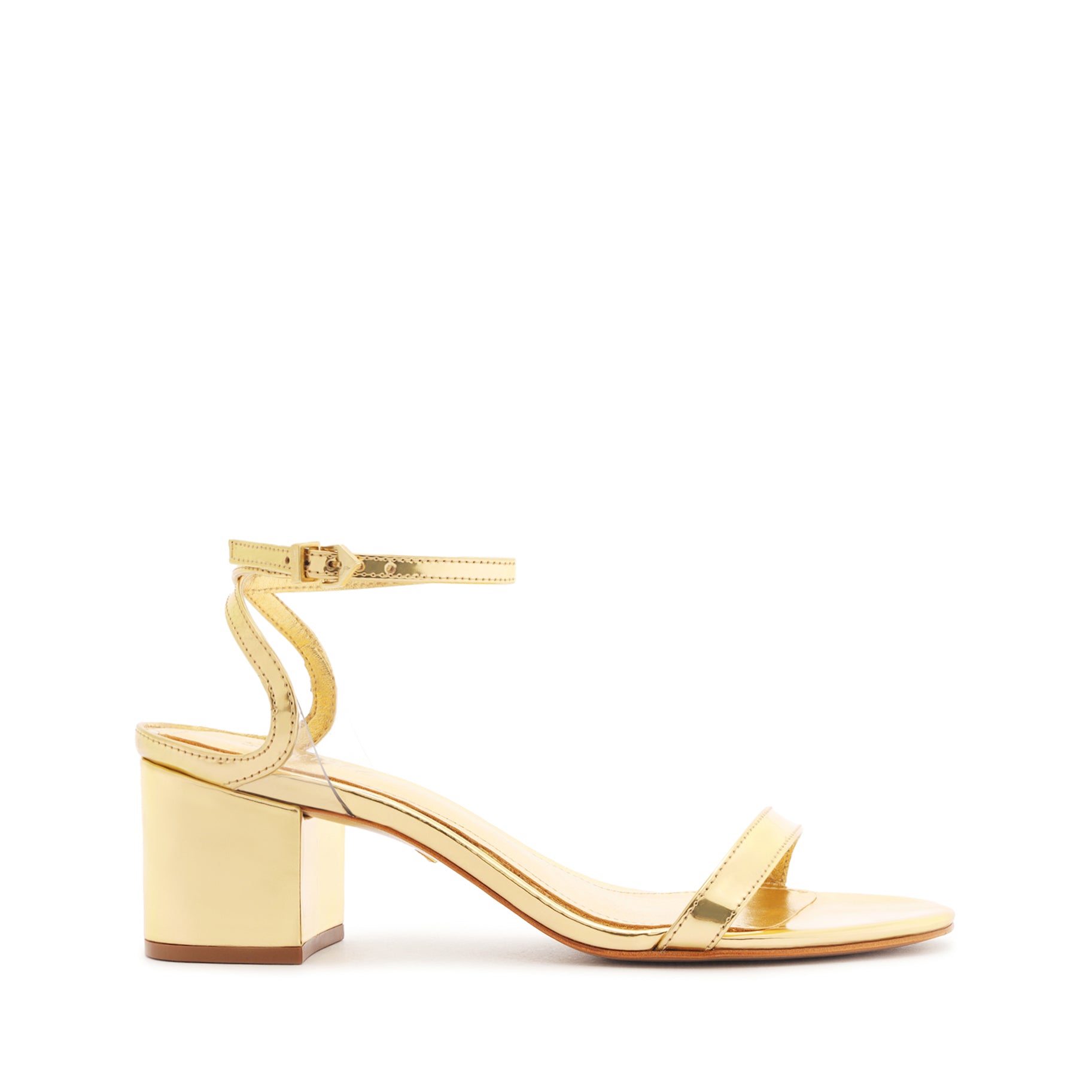 Skye Mid Block Specchio Leather Sandal Sandals High Summer 24 5 Gold Vynil - Schutz Shoes