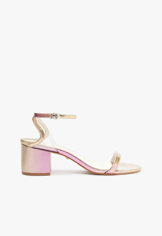 Skye Mid Block Specchio Leather Sandal High Summer 24 5 Gold Specchio Leather - Schutz Shoes